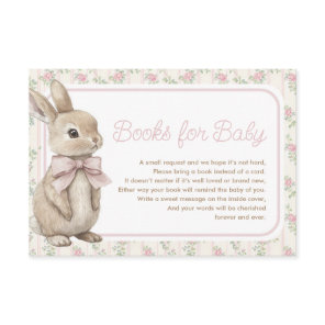 Vintage Rose Bunny Rabit Books for Baby Girl Enclosure Card