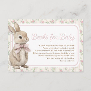 Vintage Rose Bunny Rabit Books for Baby Girl Enclosure Card