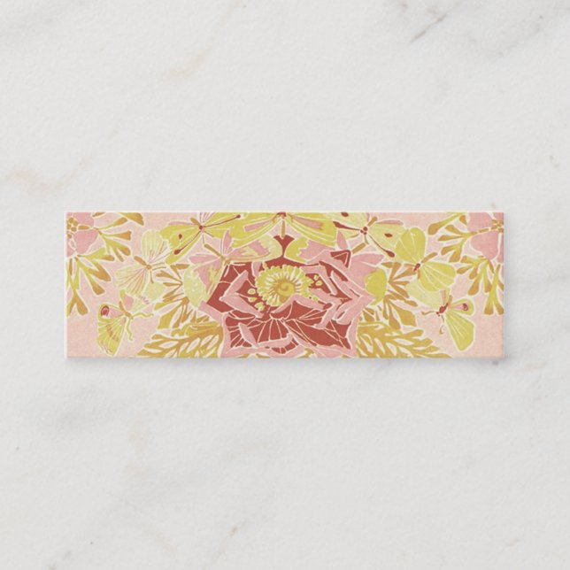 Vintage Rose & Butterflies - Bookmark Mini Business Card (Front)