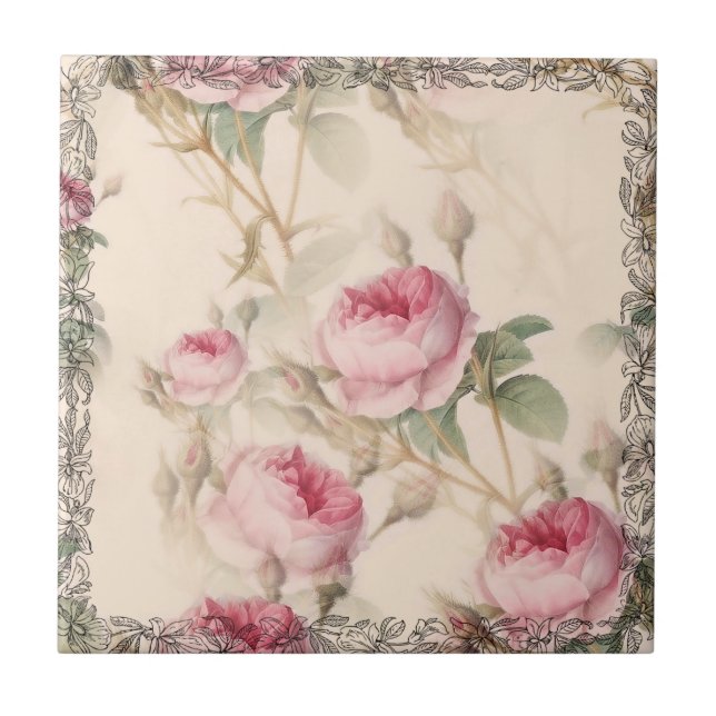 Vintage Rose Ceramic Tile (Front)
