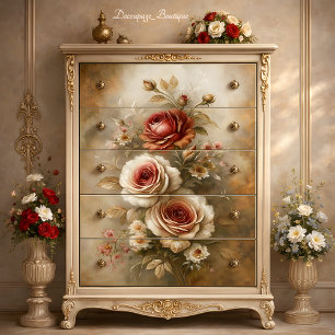 Vintage Rose Charm Decoupage Tissue Paper