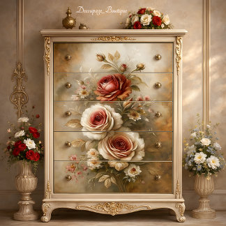 Vintage Rose Charm Decoupage Tissue Paper