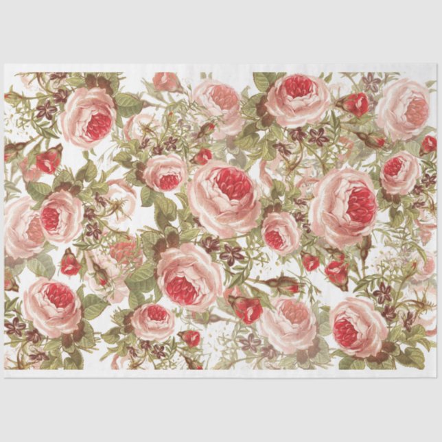 Vintage Rose Collage Tissue Tissue Paper (Front)