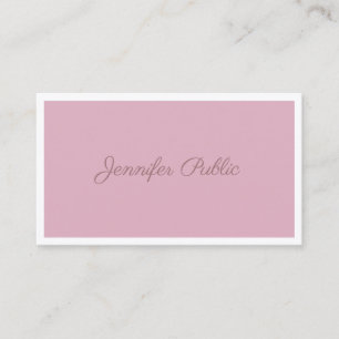 Vintage Rose Color Handwritten Script Text Plain Business Card