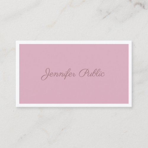 Vintage Rose Color Handwritten Script Text Plain Business Card