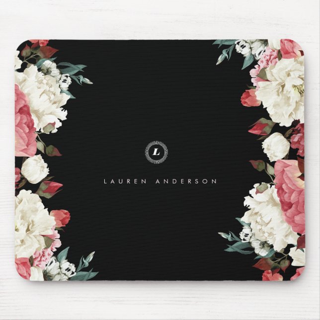 Vintage Rose Custom Monogram Mousepad (Front)