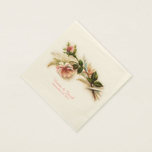 Vintage Rose Custom Wedding Napkins