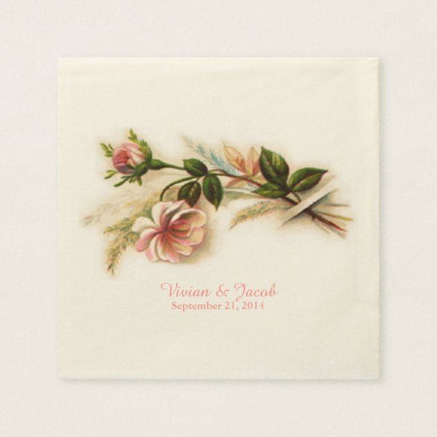 Vintage Rose Custom Wedding Napkins