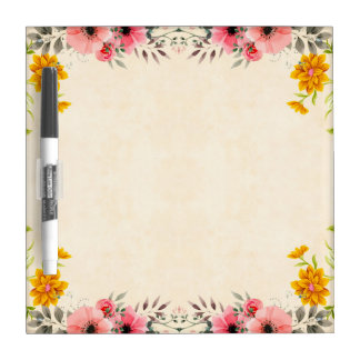 Vintage Rose Design Dry Erase Board