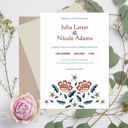 Vintage Rose Design Ornate Classic Fusion Wedding Invitation