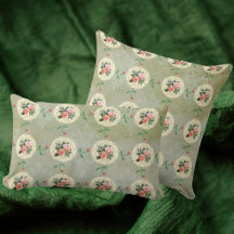 Vintage Rose Doily Green Damask