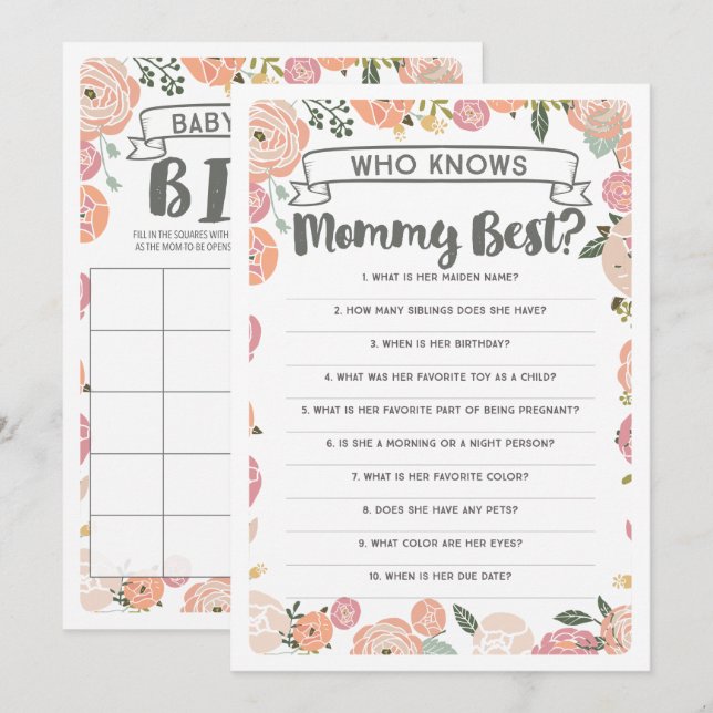 Vintage Rose Double Sided Baby Shower Game Invitation (Front/Back)