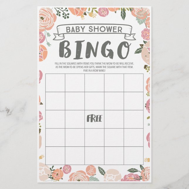 Vintage Rose Double Sided Baby Shower Games Flyer (Front)