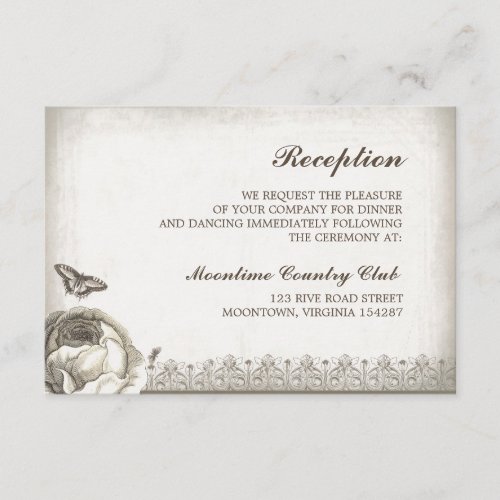 vintage rose drawing wedding reception design custom invitations
