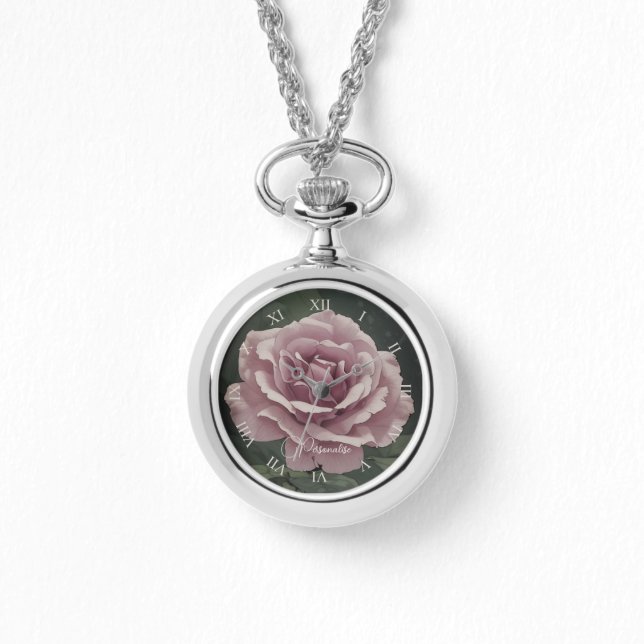 Vintage Rose Dusky Pink Floral Necklace Ewatch (Front)