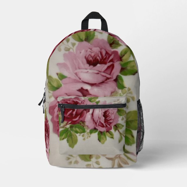 Vintage Rose Elegance  Printed Backpack (Front)