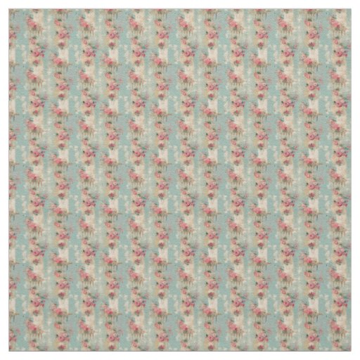 Vintage Rose Elegance with Aqua Pastel Charm Fabric