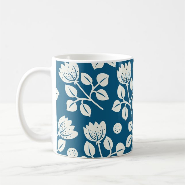 Vintage Rose: Elegant Floral Pattern Coffee Mug (Left)