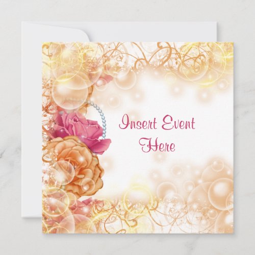 Vintage rose elegant floral swirl invitation