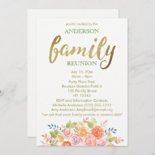 Vintage Rose Family Reunion Invitation