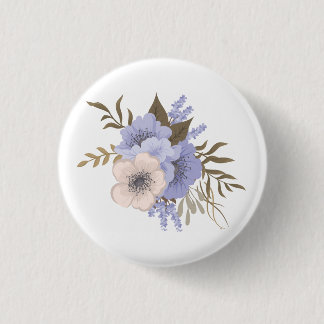 Vintage Rose Floral Art  | Retro Botanical Flowers Button