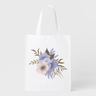 Vintage Rose Floral Art  | Retro Botanical Flowers Grocery Bag
