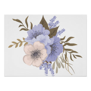 Vintage Rose Floral Art Retro Botanical Flowers Poster