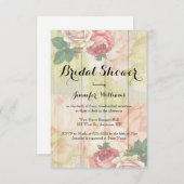Vintage rose floral bridal shower invitations (Front/Back)