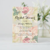 Vintage rose floral bridal shower invitations (Standing Front)