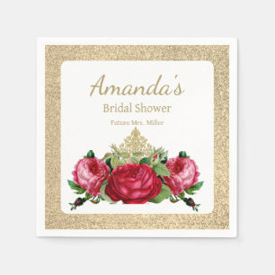 Vintage  Rose Floral Bridal Shower Party Napkins