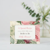 Vintage Rose Floral Bridal Shower Recipe Postcard (Standing Front)