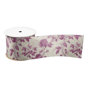 Vintage Rose Floral Chinoiserie  Satin Ribbon