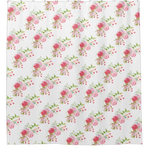 Vintage rose floral country bouquet shower curtain