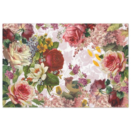 Vintage Rose Floral Decoupage Ephemera Tissue Paper