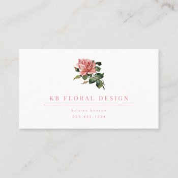 Vintage Rose Floral Design Business Card by NBpaperco at Zazzle