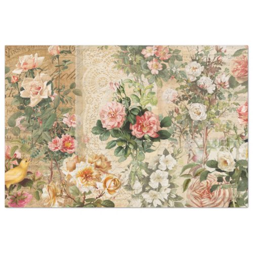 Vintage Rose Floral Ephemera French Decoupage Tiss Tissue Paper