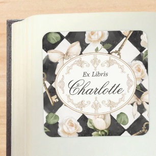 Vintage Rose Floral Ex Libris Bookplate Stickers