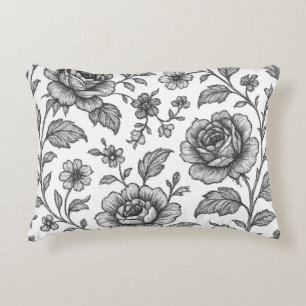 Vintage Rose Floral Pattern  Accent Pillow