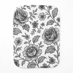 Vintage Rose Floral Pattern Baby Burp Cloth