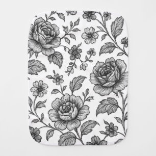 Vintage Rose Floral Pattern Baby Burp Cloth