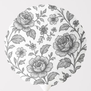 Vintage Rose Floral Pattern Balloon