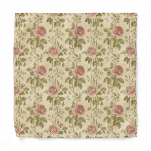 Vintage Rose Floral Pattern Bandana