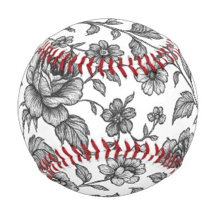 Vintage Rose Floral Pattern  Baseball