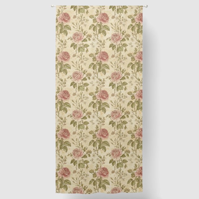 Vintage Rose Floral Pattern Blackout Curtains (Front)