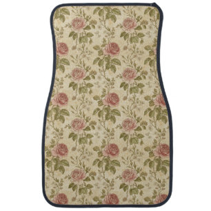 Vintage Rose Floral Pattern Car Floor Mat