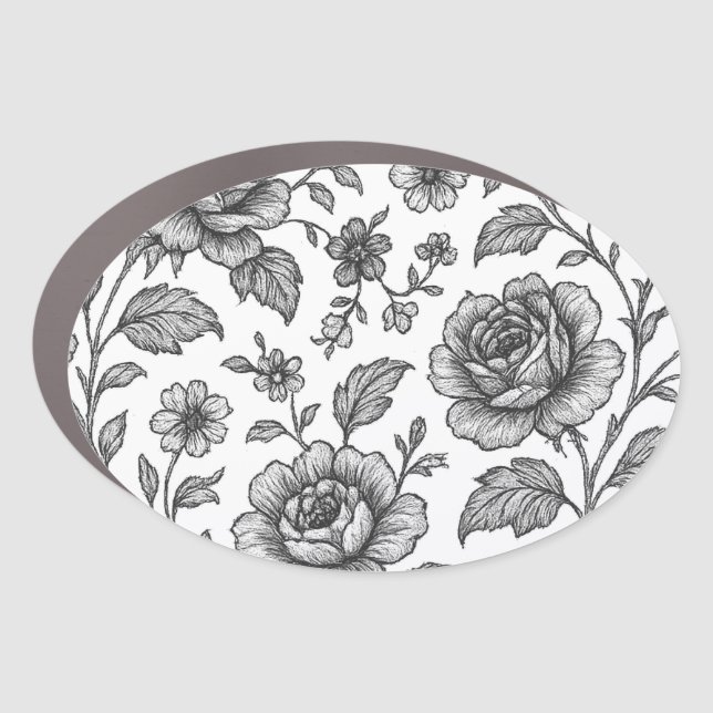 Vintage Rose Floral Pattern  Car Magnet (Front)