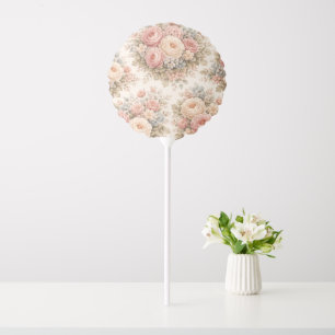 Vintage Rose Floral Pattern Elegant Pastel Balloon