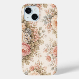 Vintage Rose Floral Pattern Elegant Pastel iPhone 15 Case
