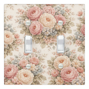 Vintage Rose Floral Pattern Elegant Pastel Light Switch Cover