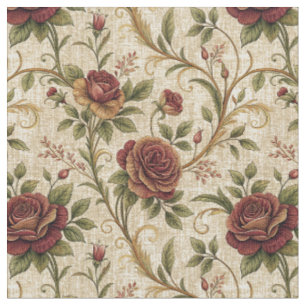 Vintage Rose Floral Pattern - Flower Design Art Fabric
